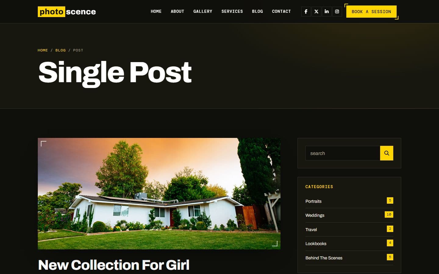 Photo Scence Single blog page