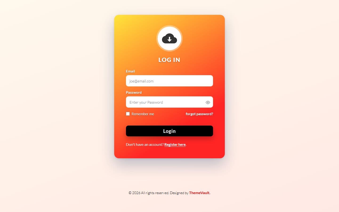 Ember Login Form home page