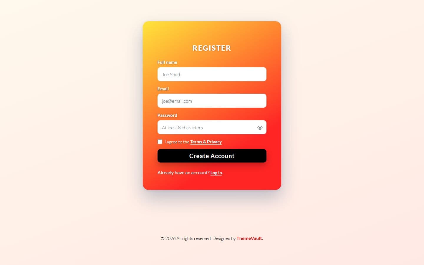 Portal Login Form 3 Register page