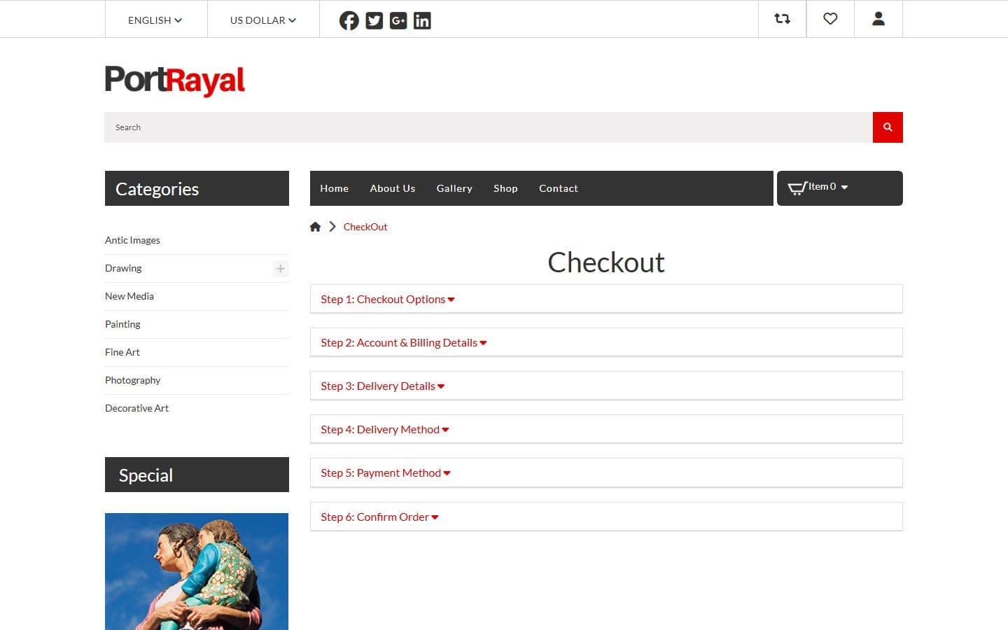 Portrayal Checkout page