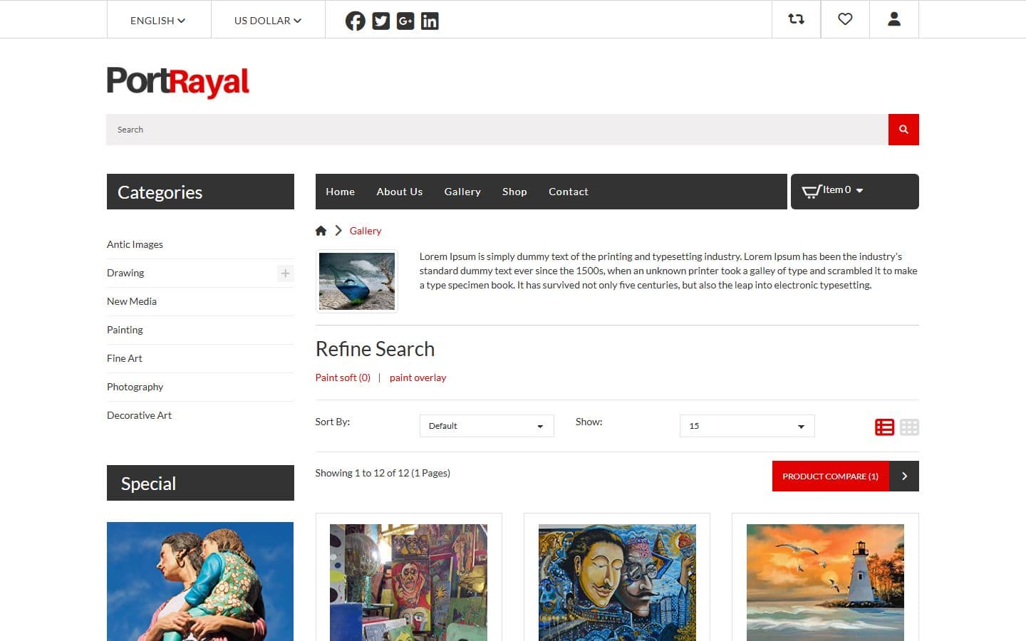 Portrayal Product page