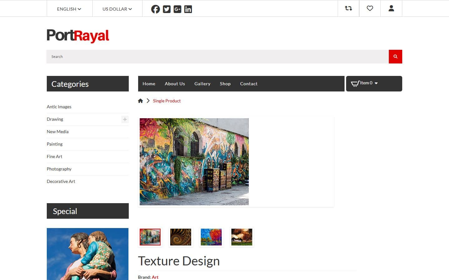 Portrayal Single product page