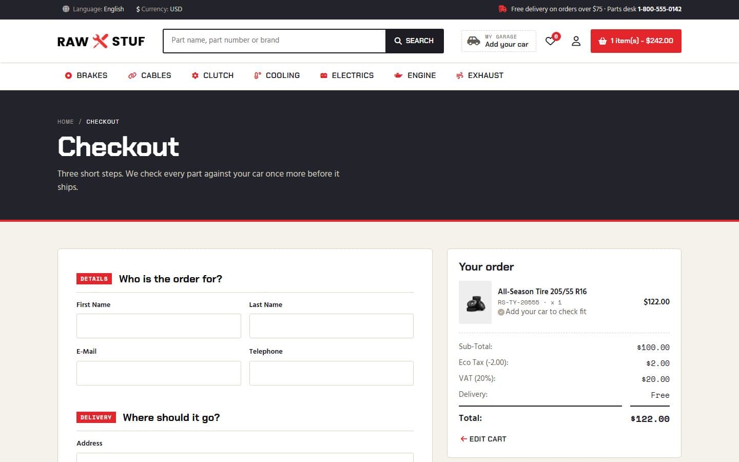 Rawstuf Checkout page