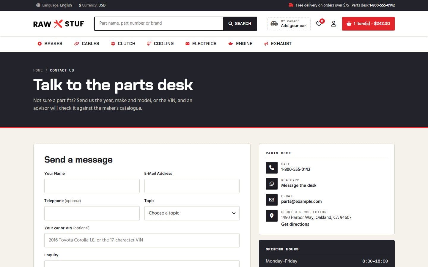 Rawstuf Contact page