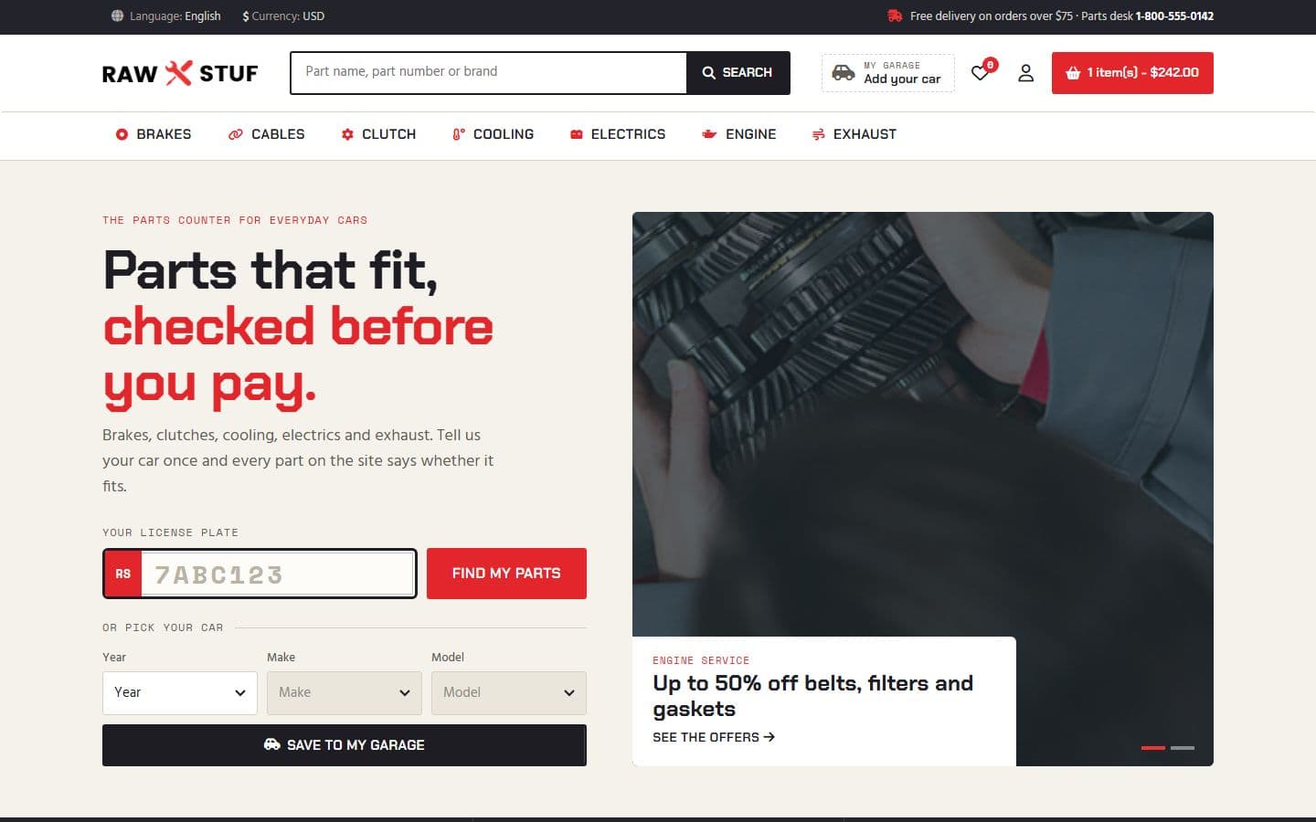 Rawstuf – Best HTML5 Auto Parts Website Template home page