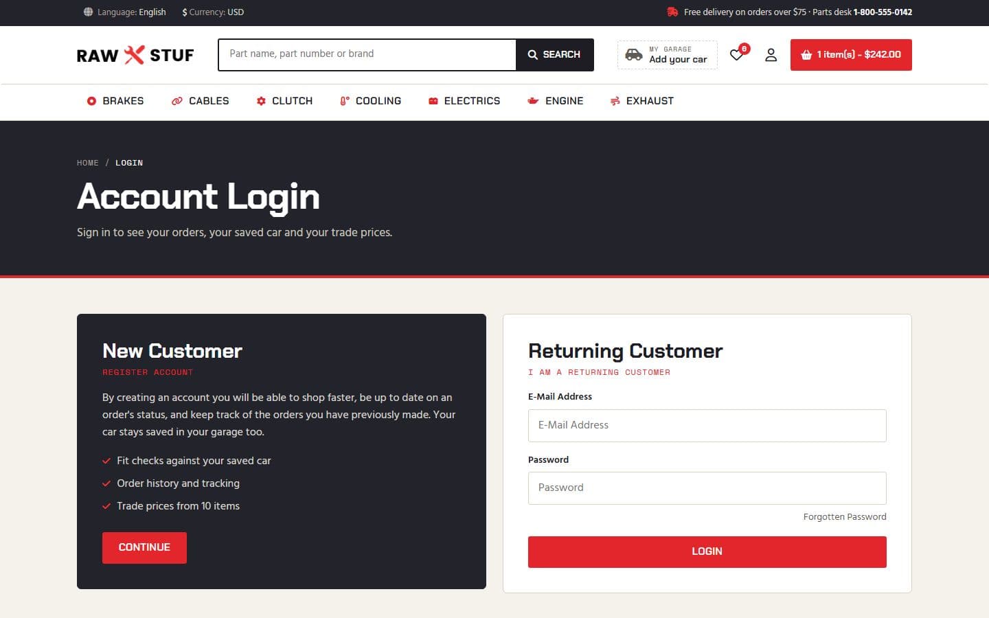Rawstuf Login page