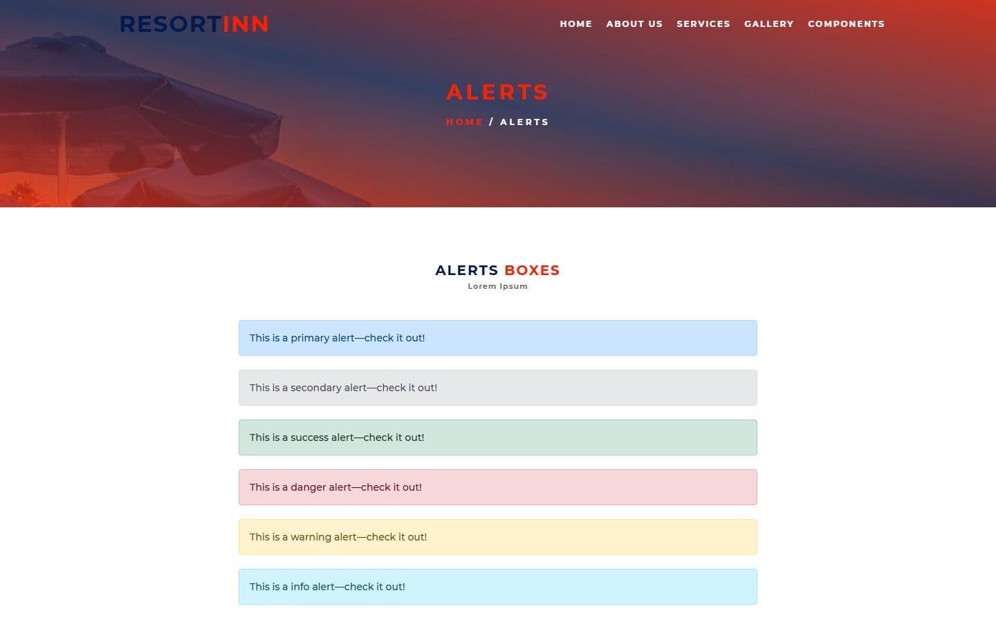 ResortIn Alerts page