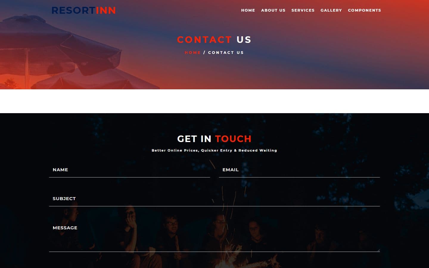 ResortIn Contactus page