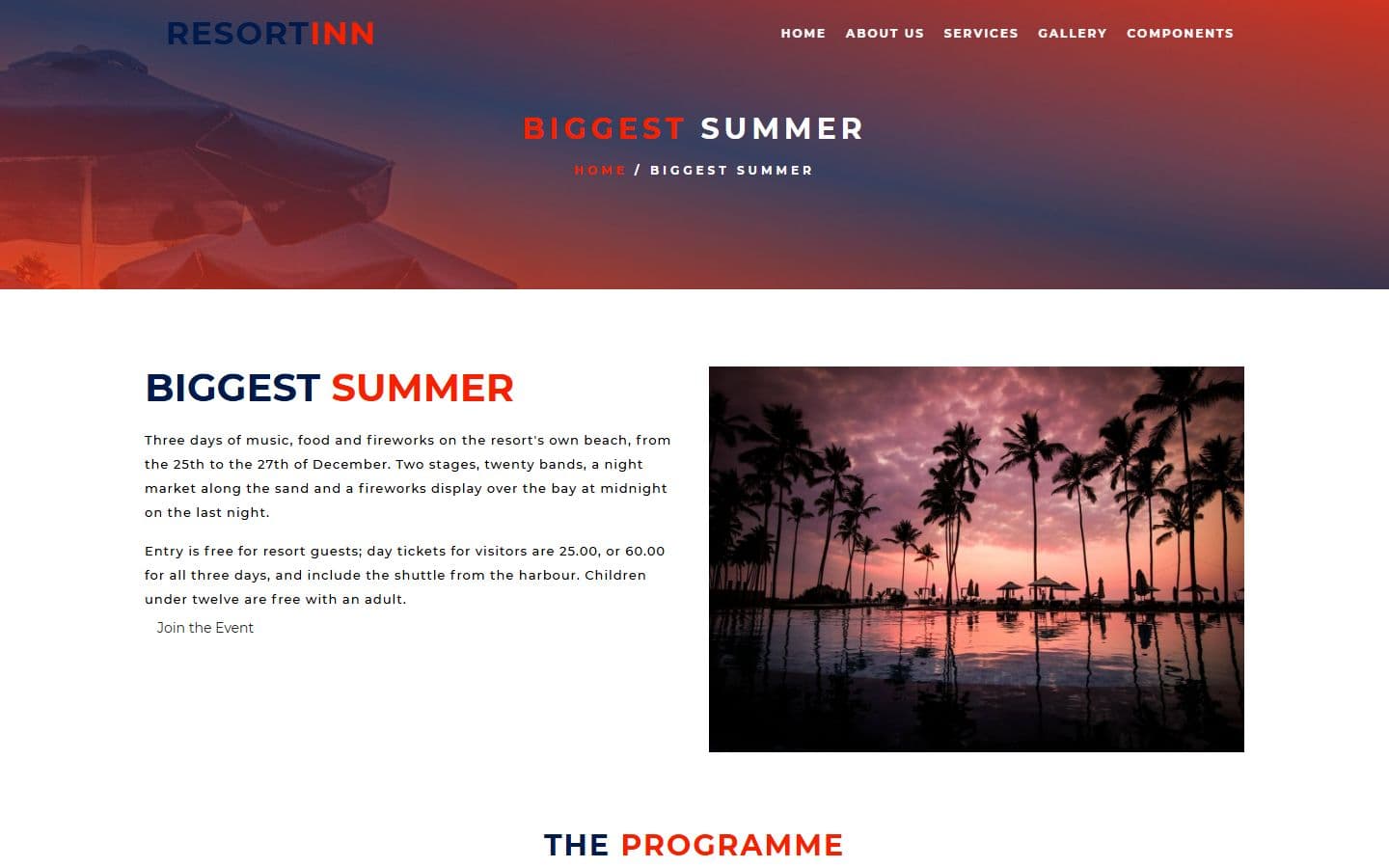 ResortIn Event details page