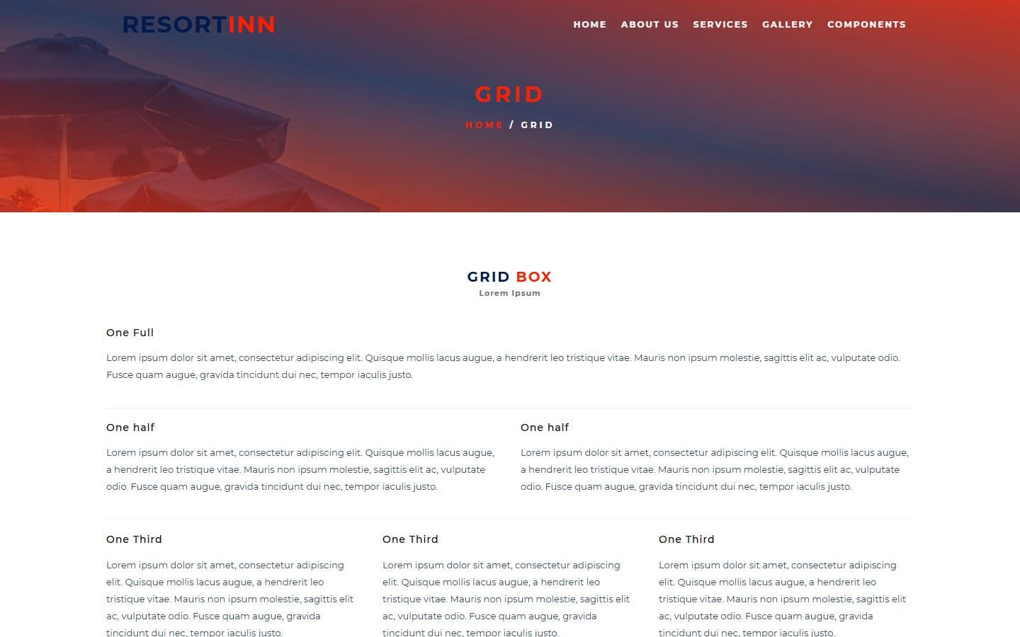ResortIn Grid page