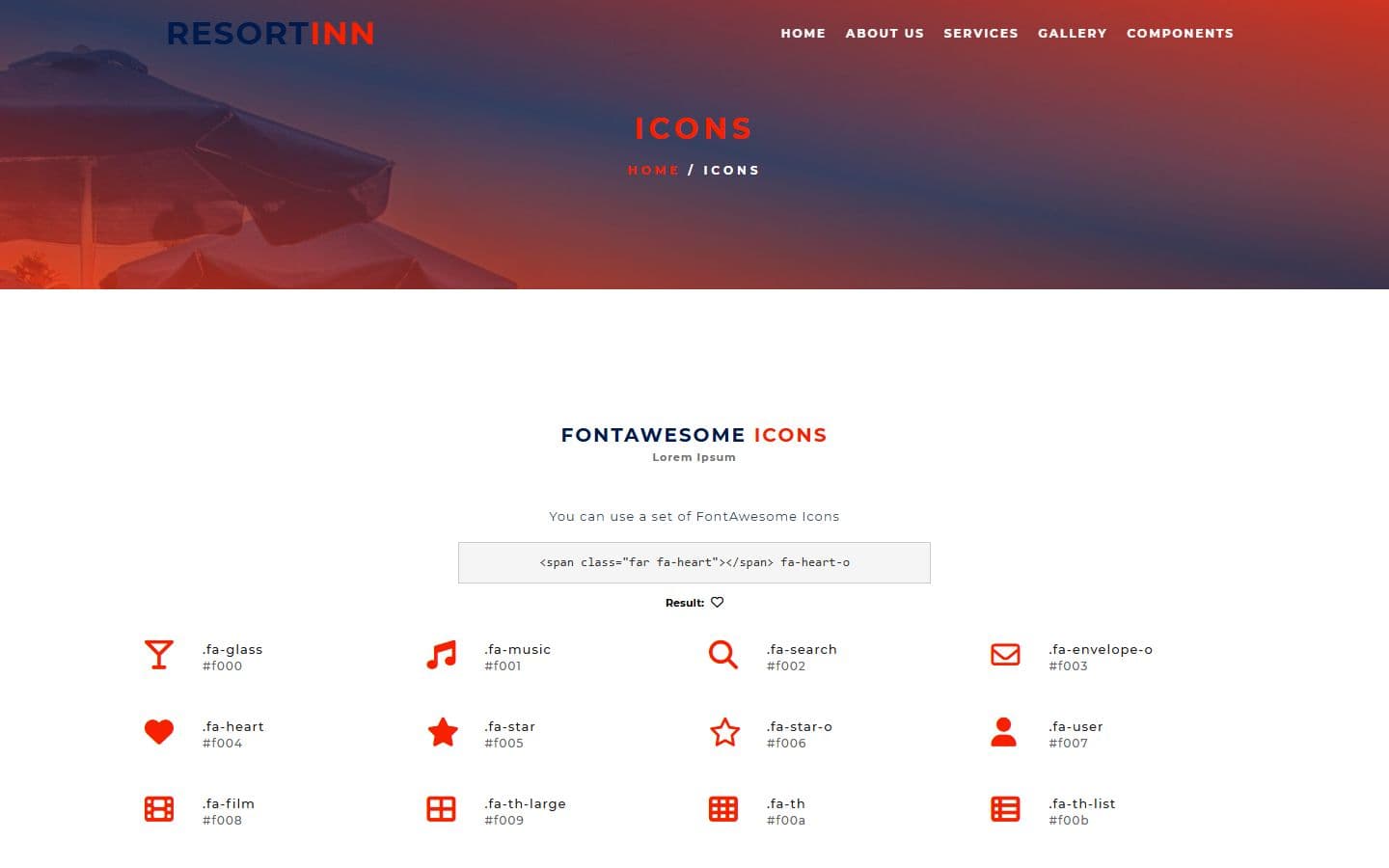 ResortIn Icons page
