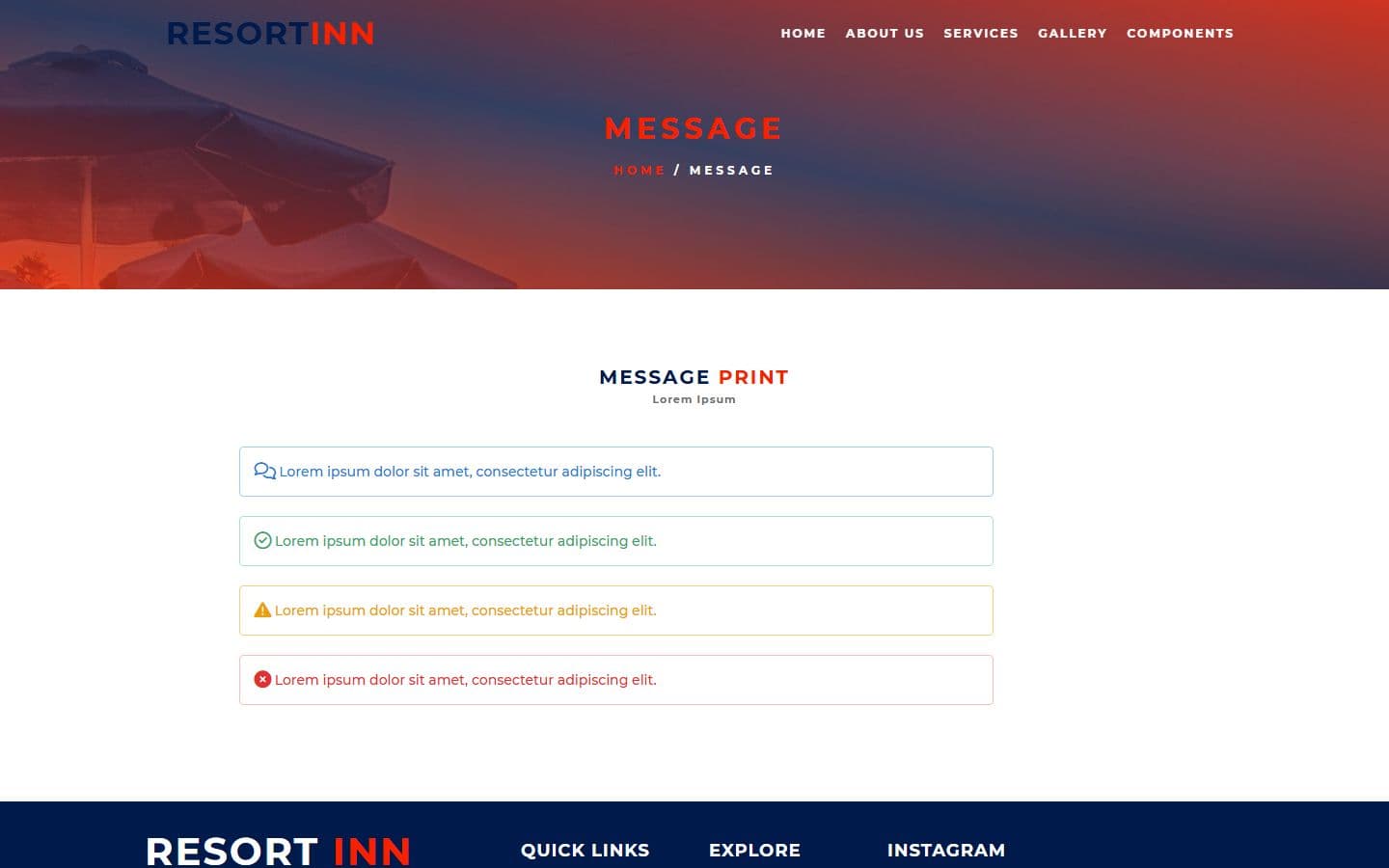 ResortIn Message page