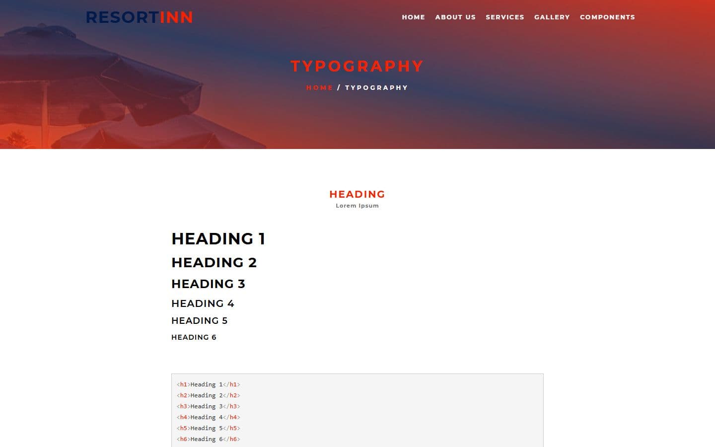 ResortIn Typography page