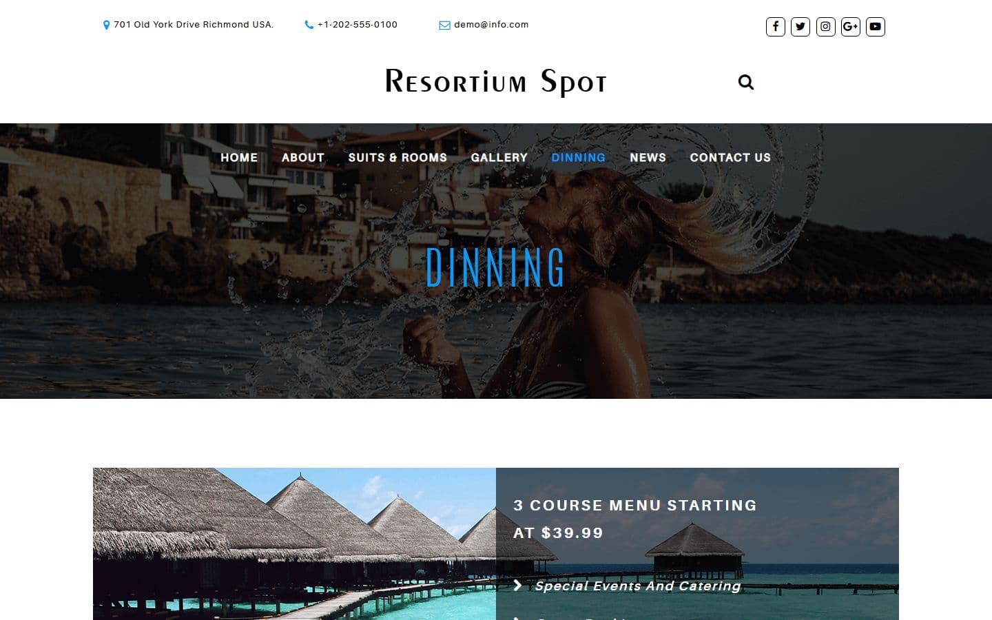 ResortiumSpot Dinning page