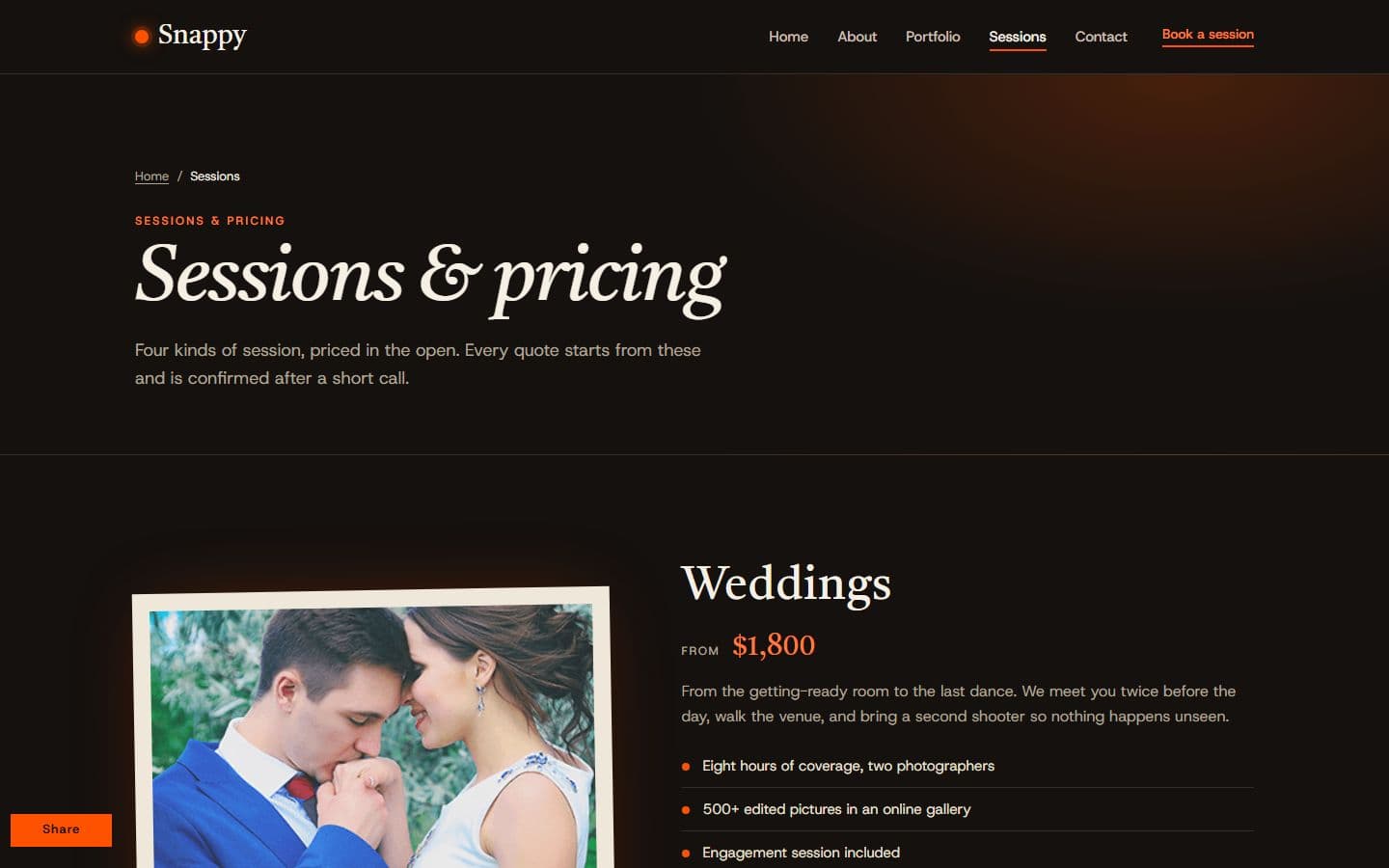 Snappy Services page