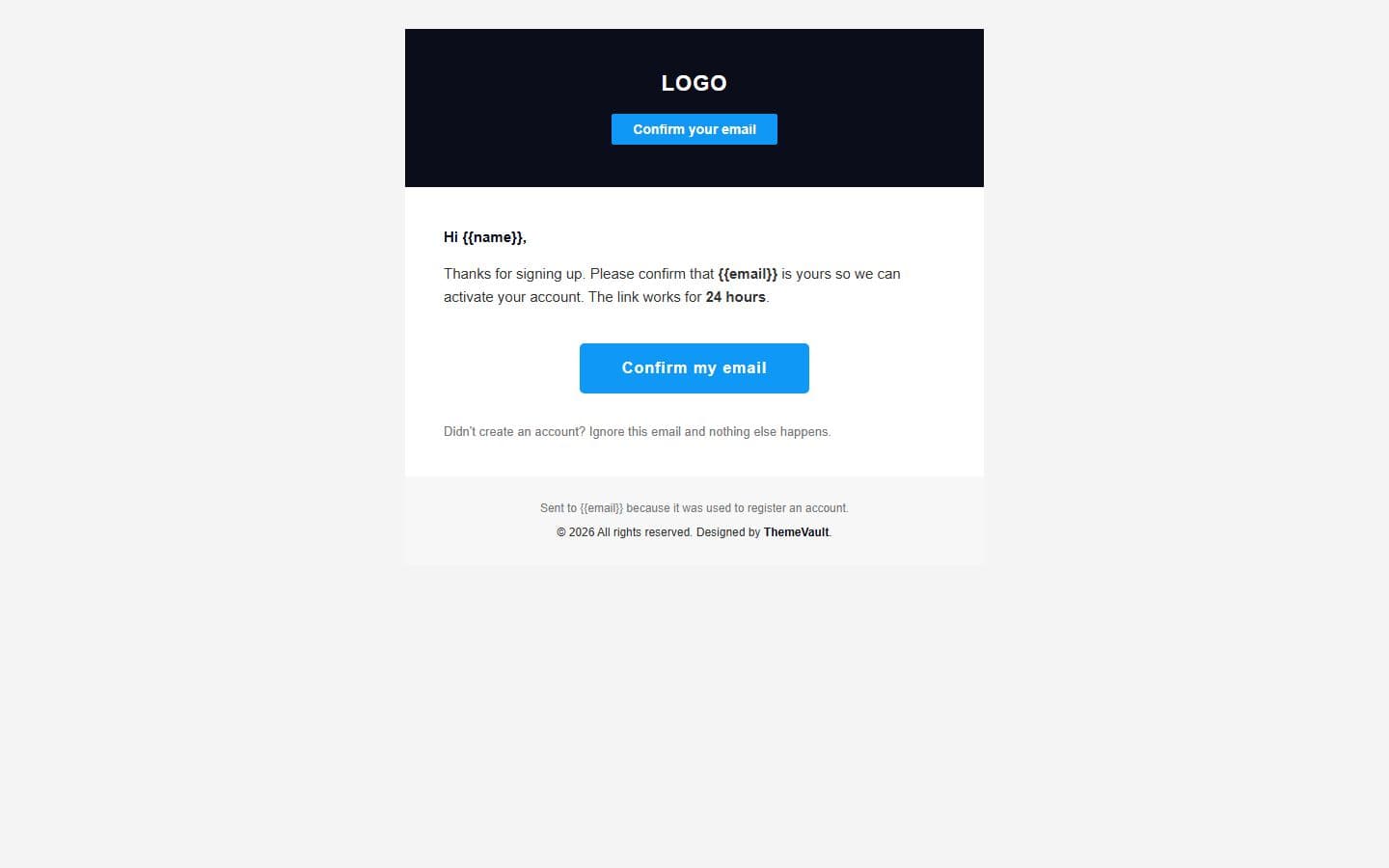 Snow Register Form Email: confirm page