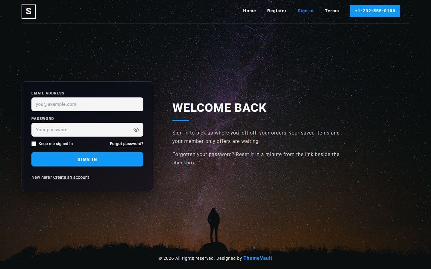 Snow Register Form Login page
