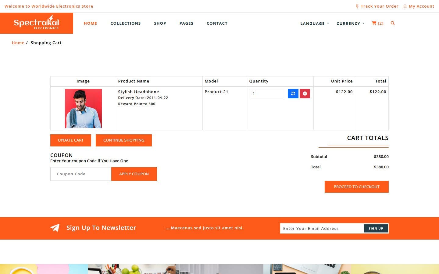Spectrakal Cart page