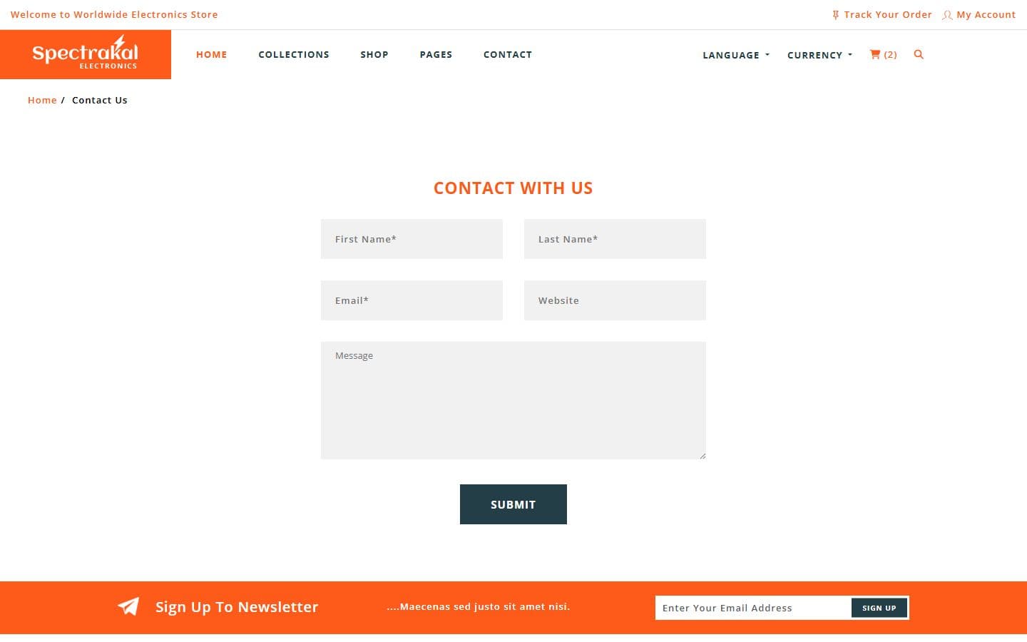 Spectrakal Contact page