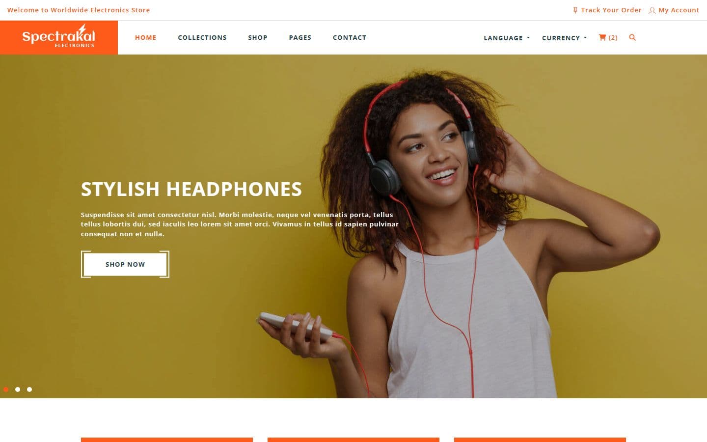 Spectrakal – Bootstrap Online Store Template home page