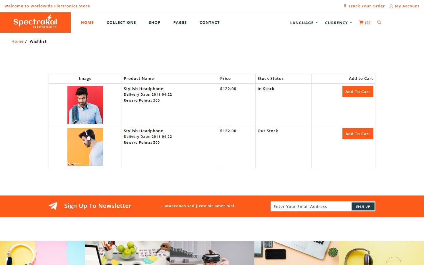 Spectrakal Wishlist page