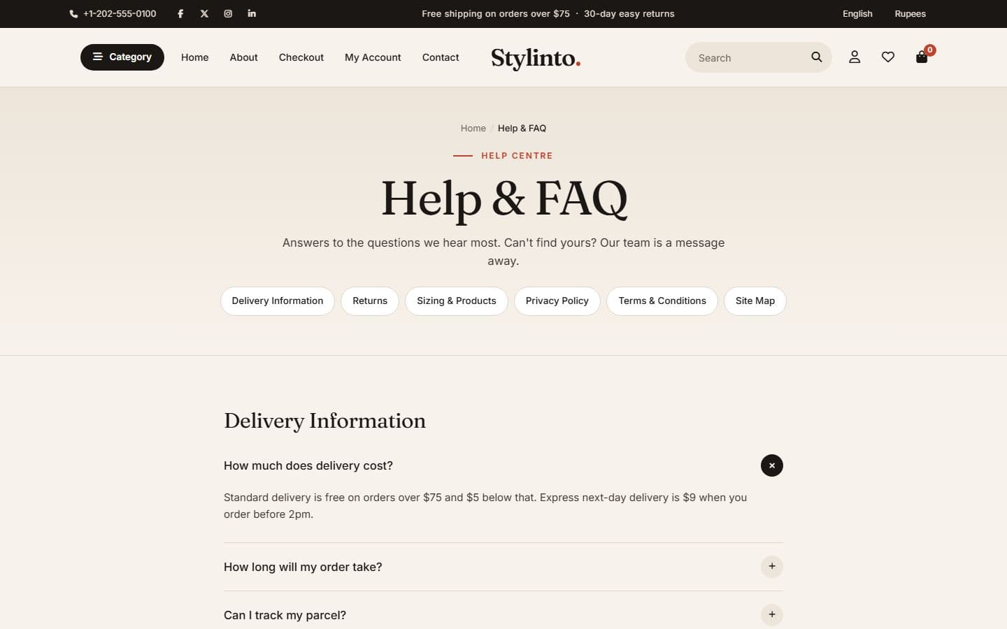 Stylinto Faq page
