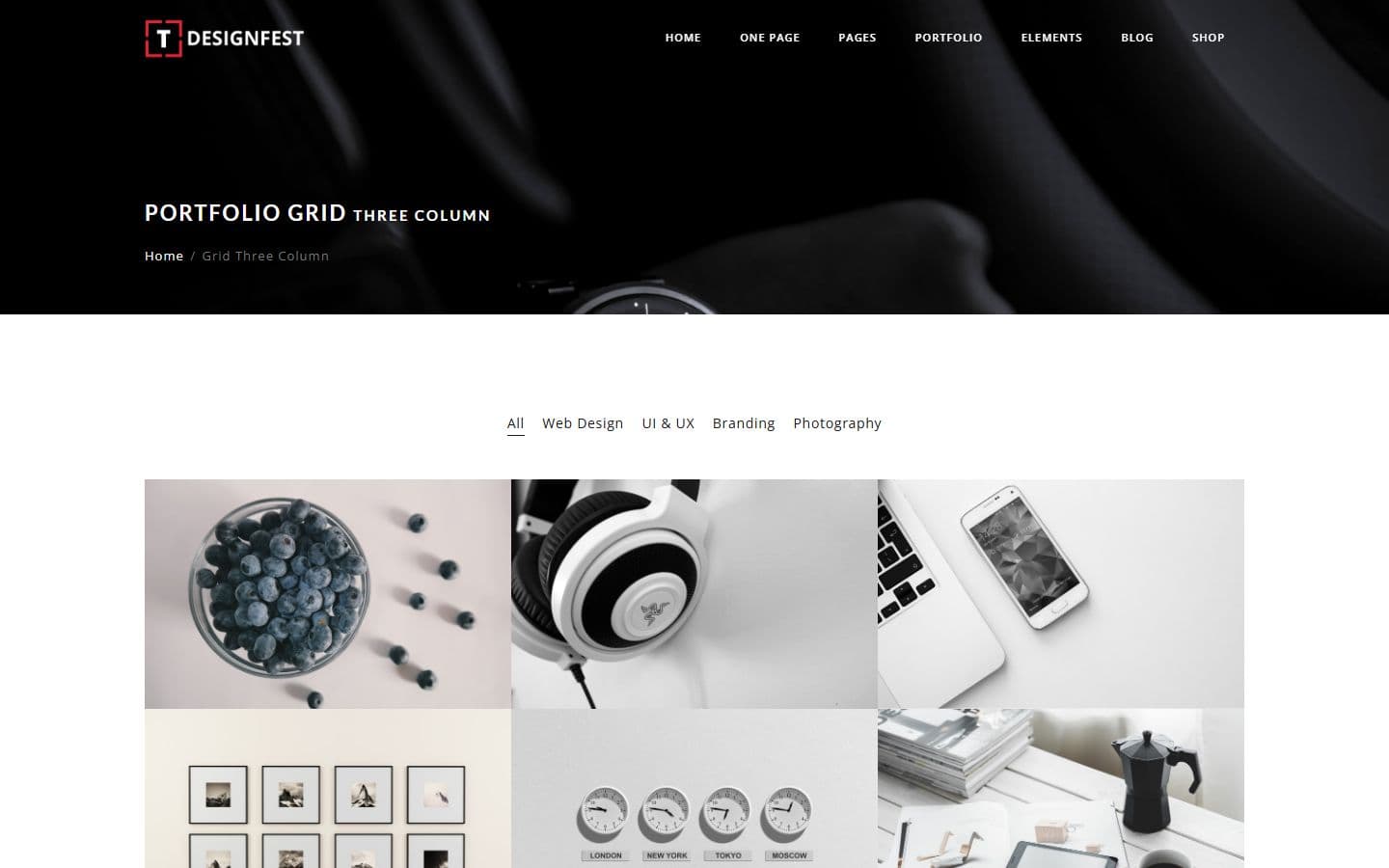 T-Designfest Portfolio grid 3column page