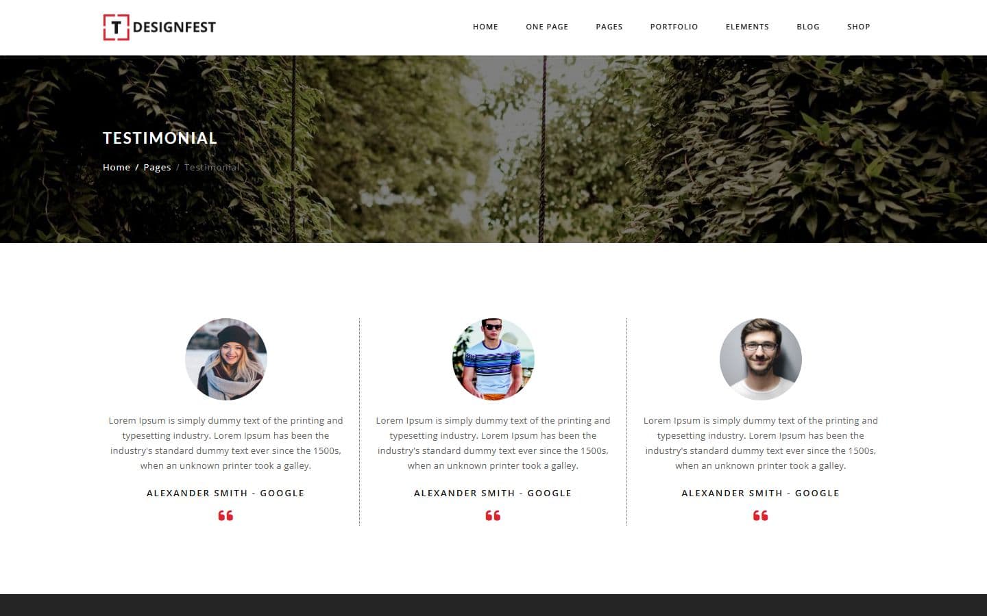 T-Designfest Testimonial page
