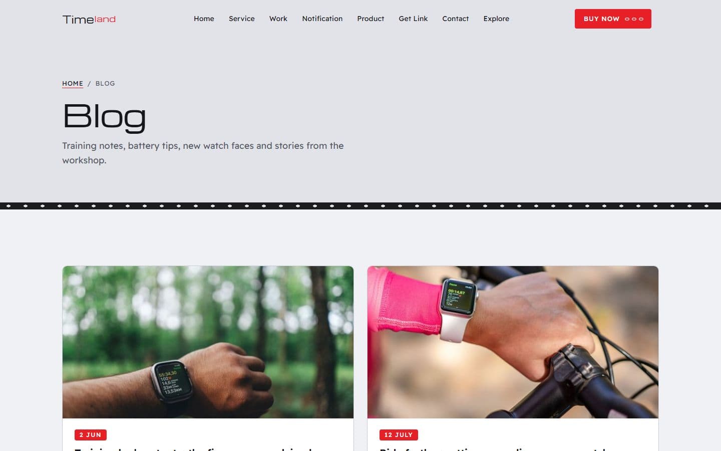 TimeLand Blog page