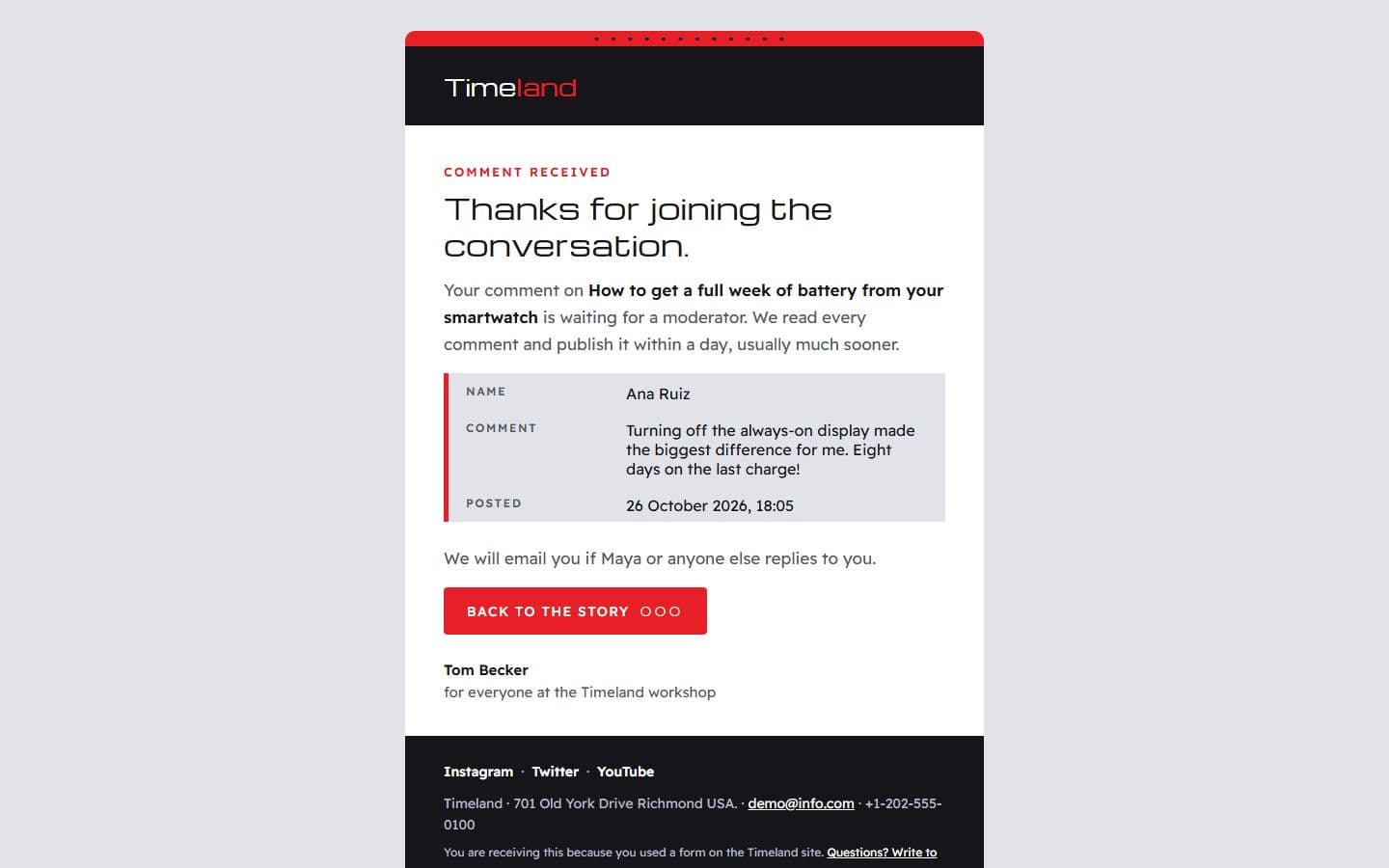 TimeLand Email: comment page