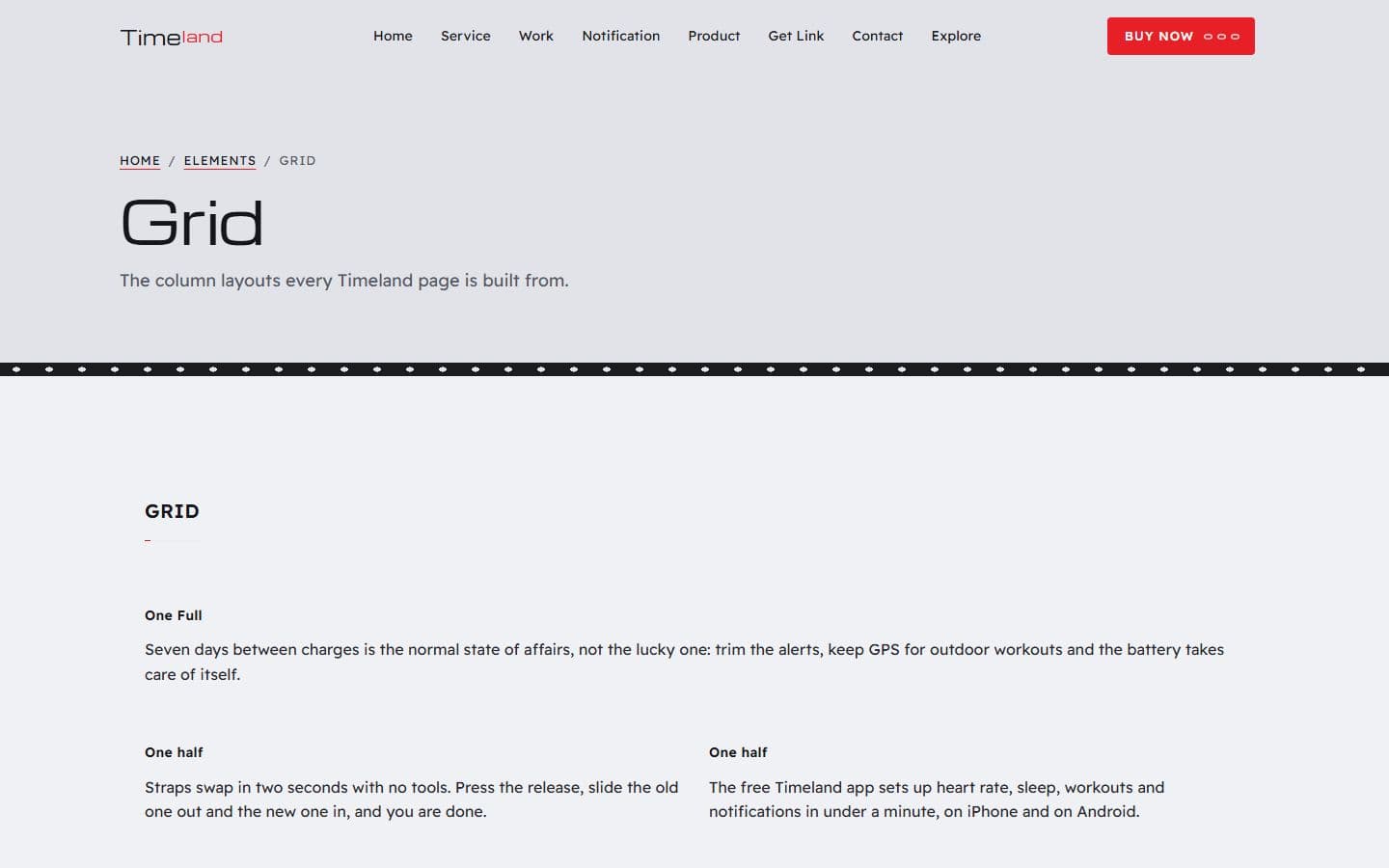 TimeLand Grid page