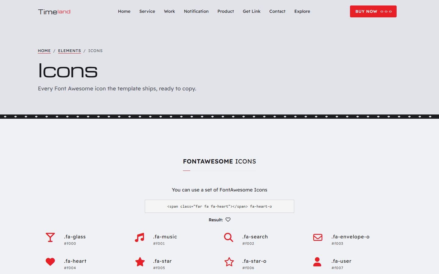 TimeLand Icons page