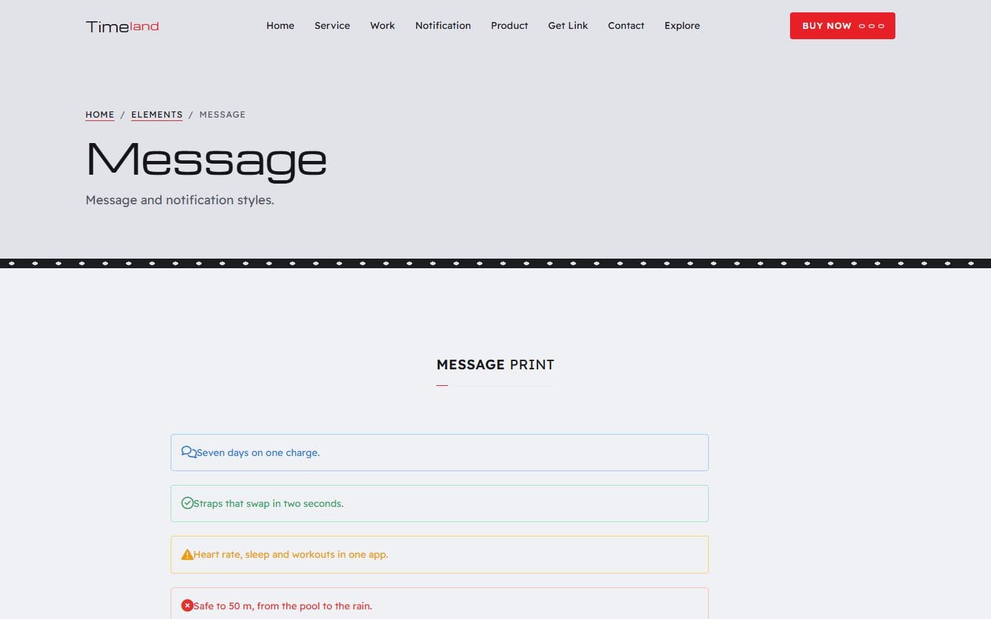 TimeLand Message page
