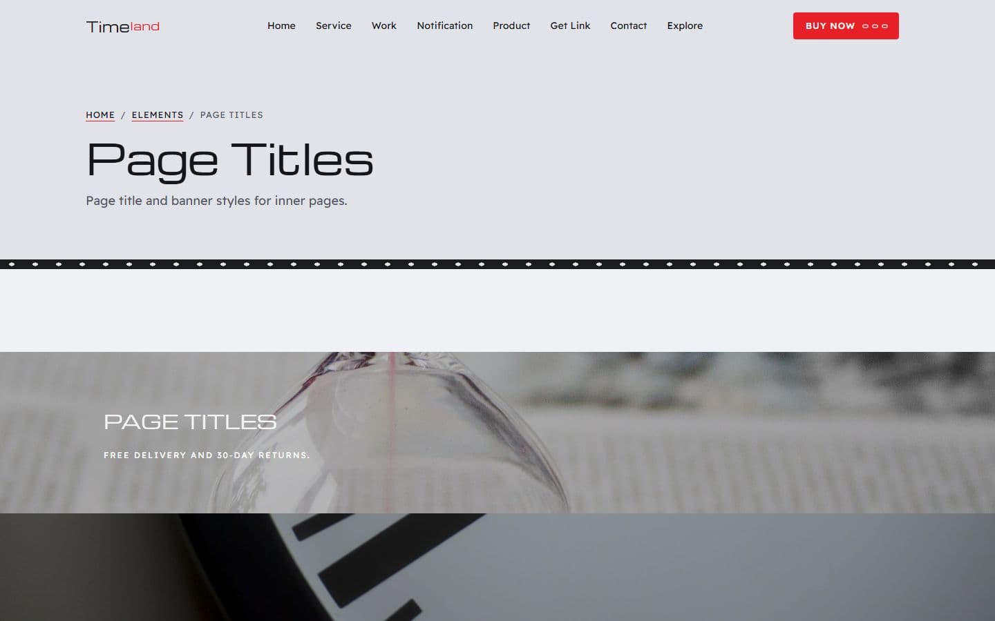 TimeLand Page titles page