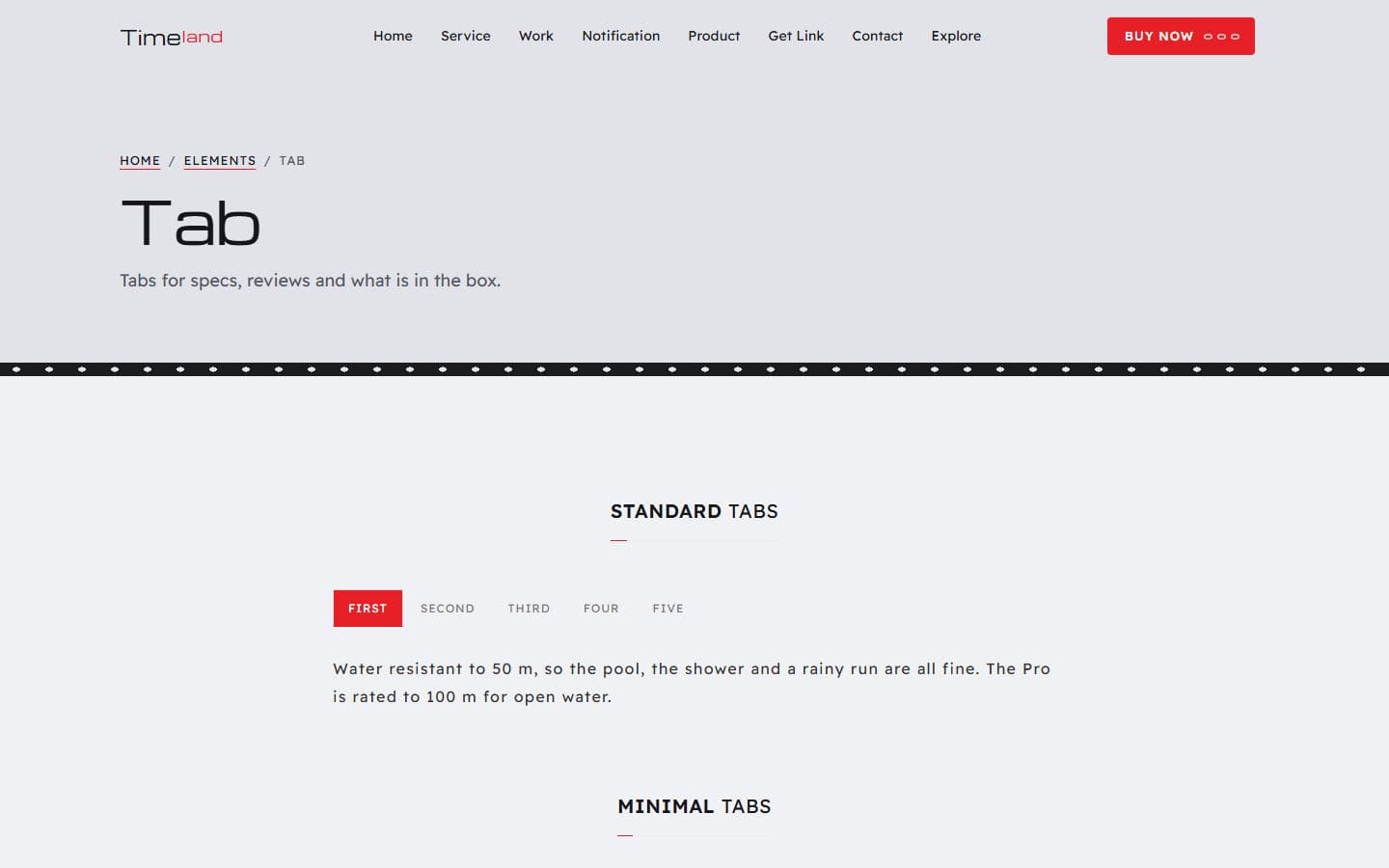 TimeLand Tab page