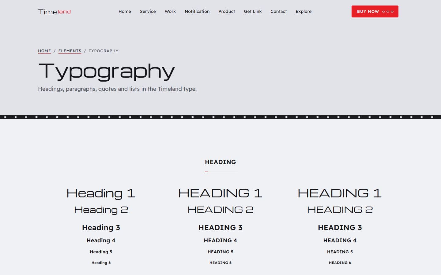 TimeLand Typography page
