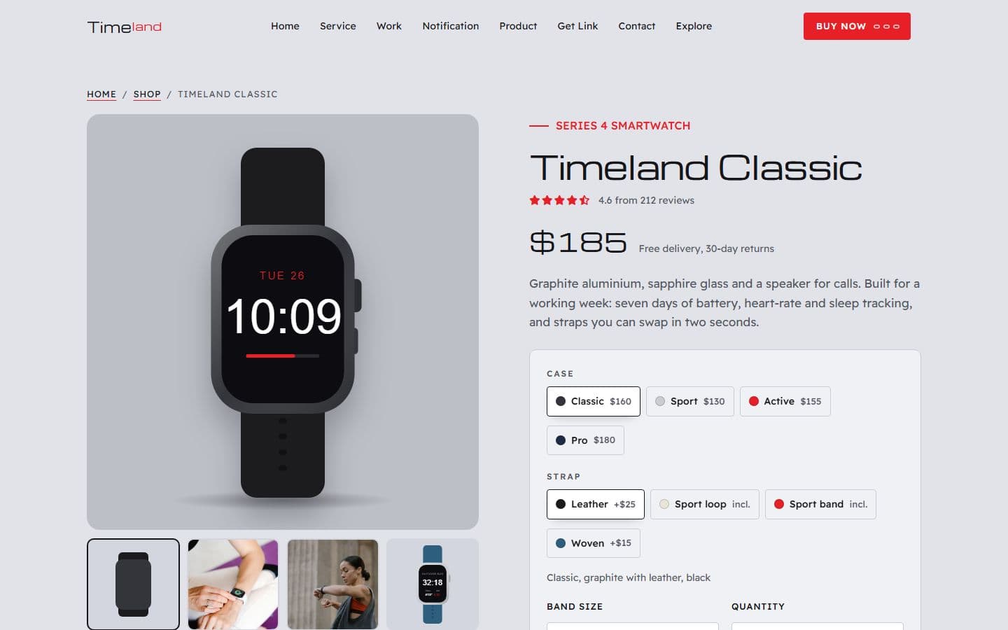 TimeLand Watch detail page