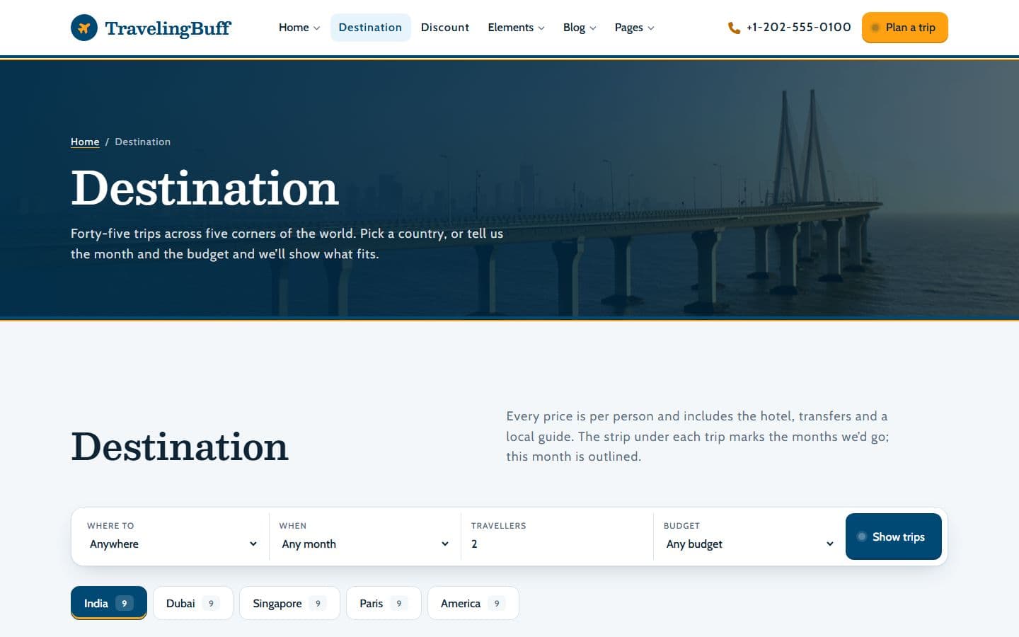 TravelingBuff Destination page