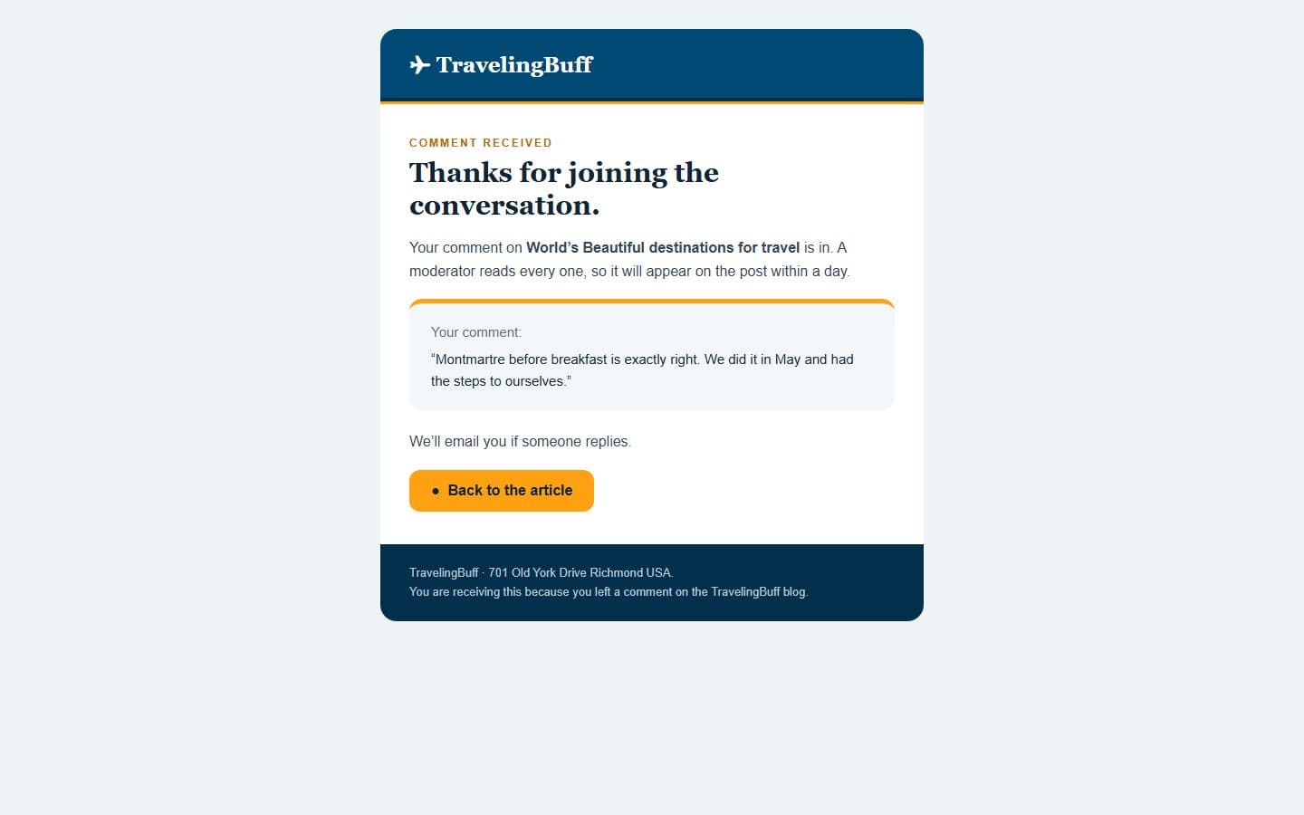 TravelingBuff Email: comment page