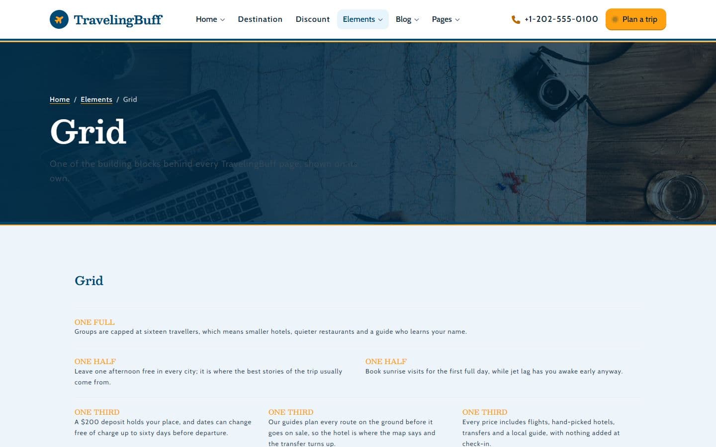 TravelingBuff Grid page