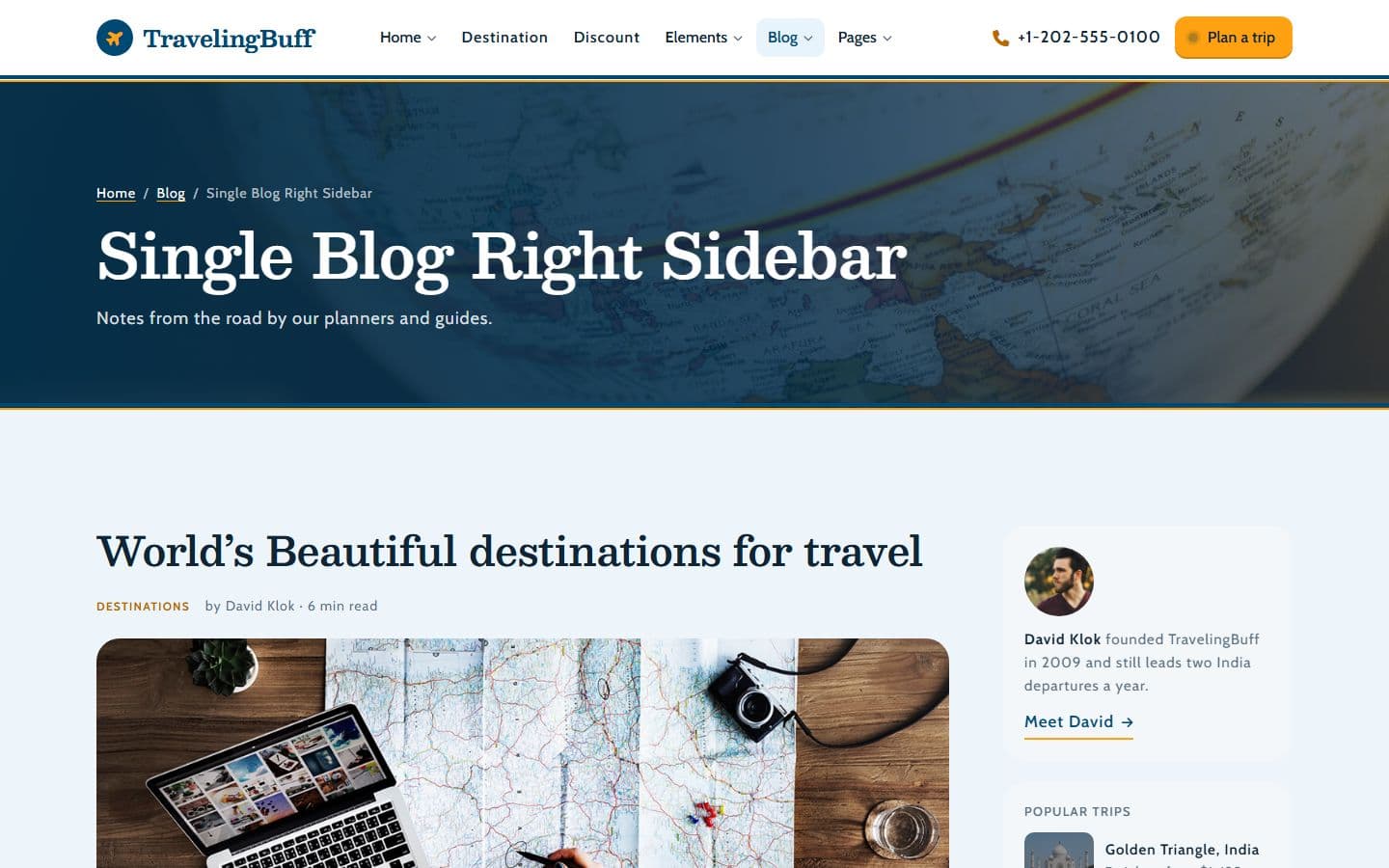 TravelingBuff Single blog right page