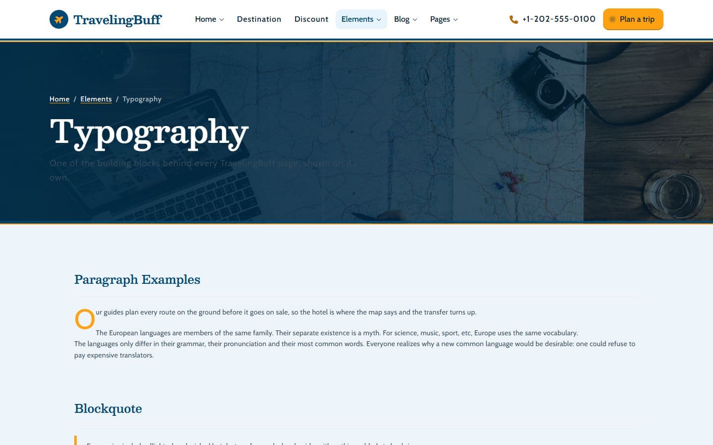 TravelingBuff Typography page
