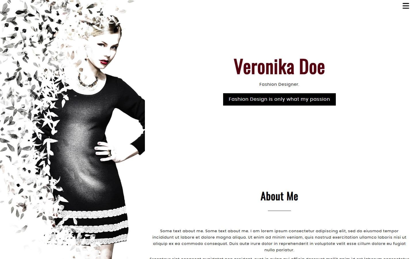 VeronikaDoe – Free Fashion Design Portfolio Template HTML5 home page