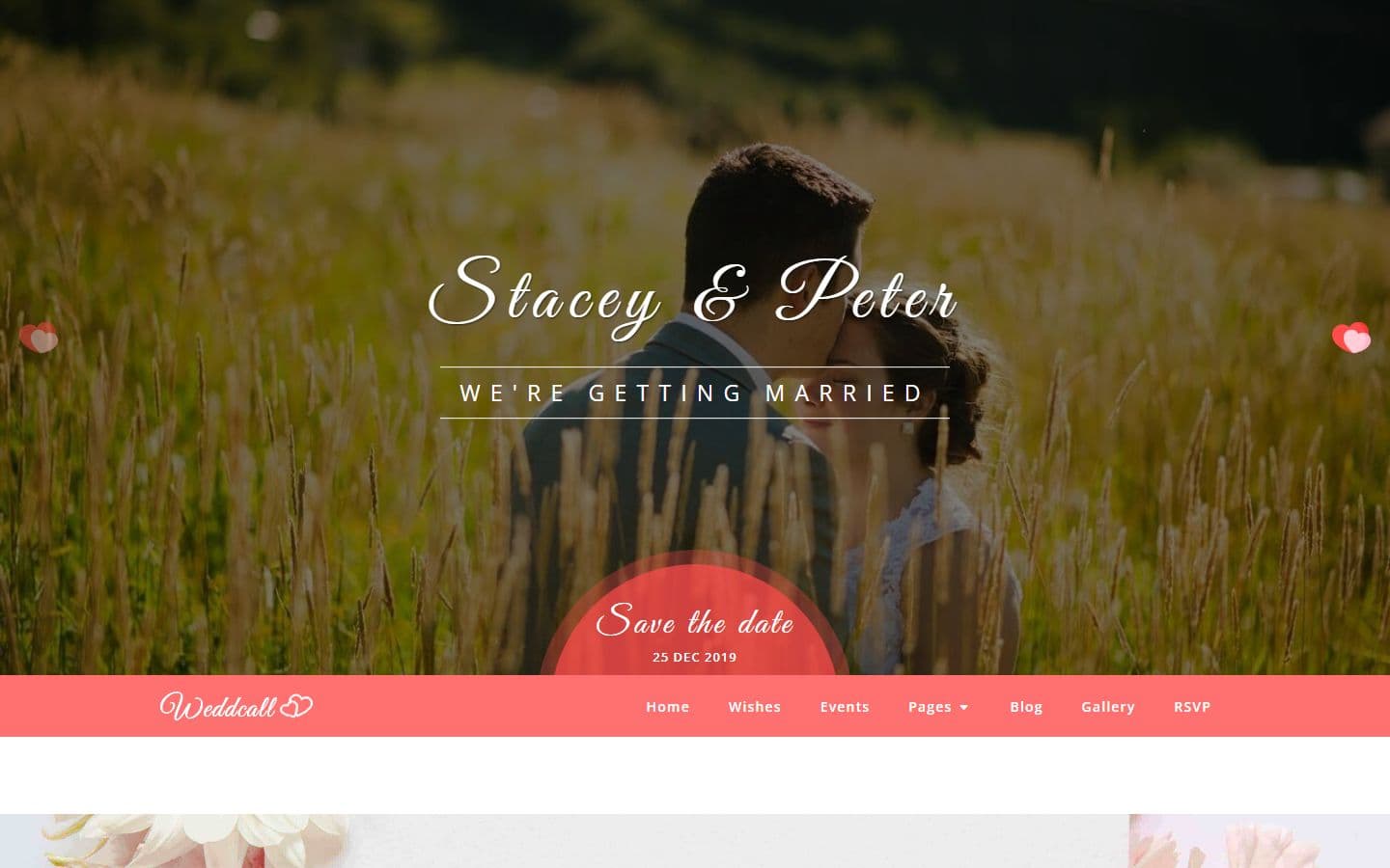 Weddcall - Responsive Wedding RSVP Website Template HTML5 home page