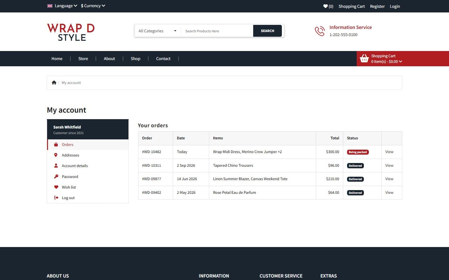 Wrap-d-Style Account page