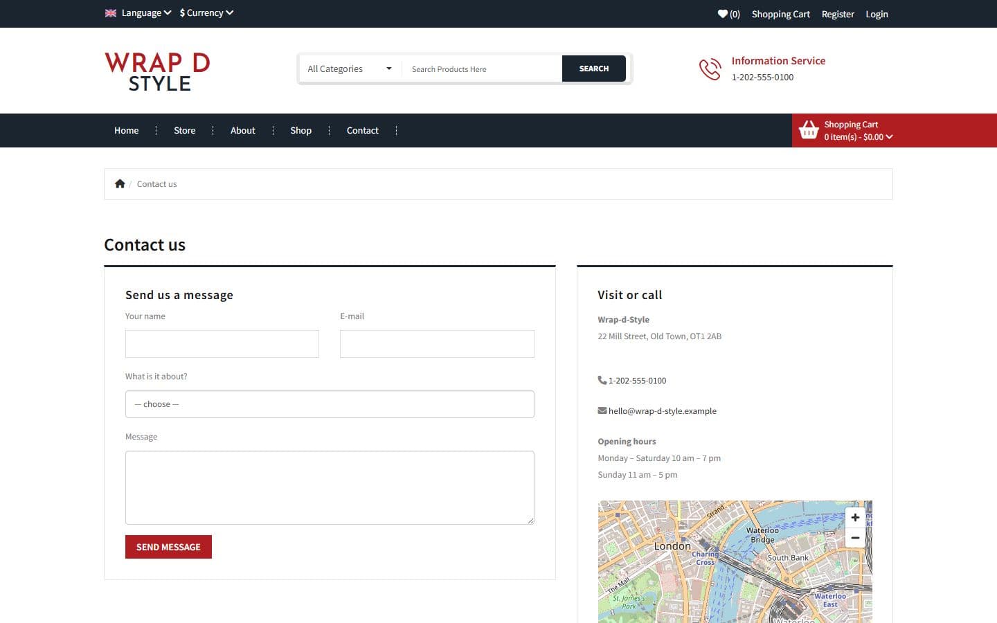 Wrap-d-Style Contact page
