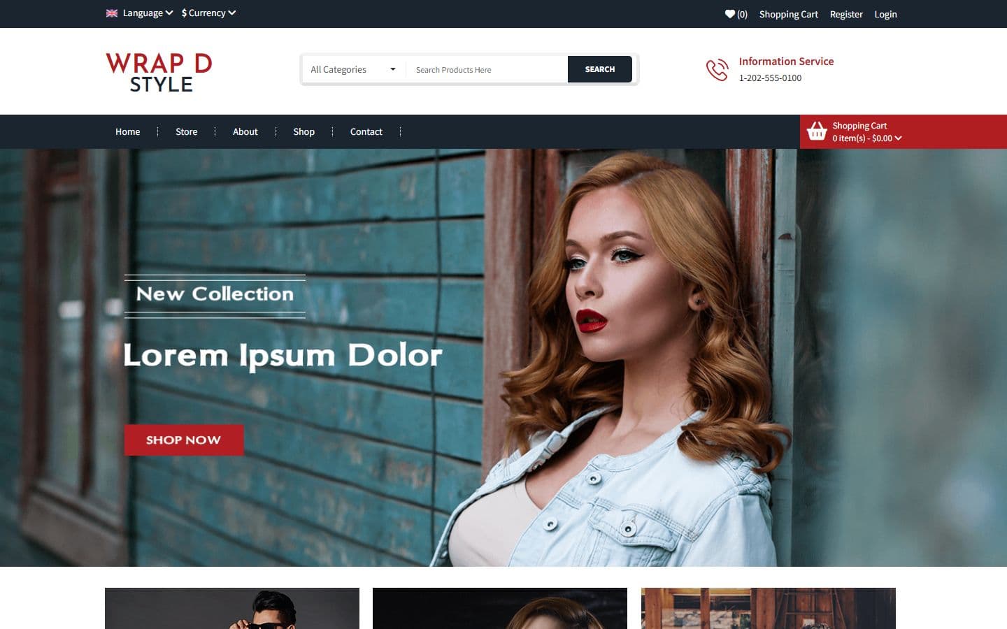 Wrap-d-Style - Online Store Website Template Free Download home page