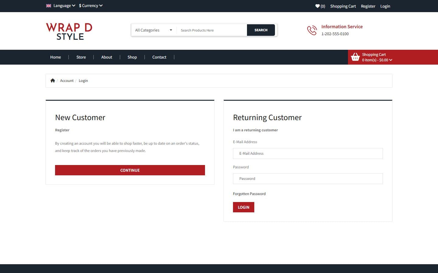 Wrap-d-Style Login page