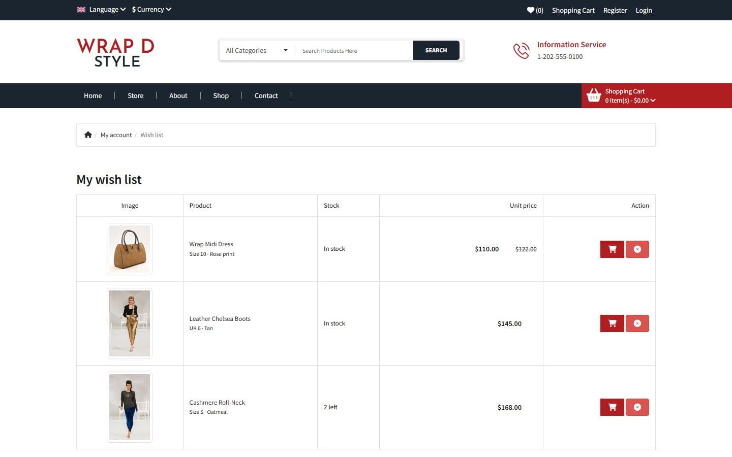 Wrap-d-Style Wishlist page