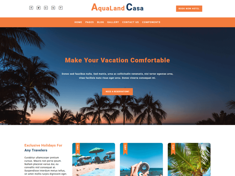 AquaLand Casa – Responsive Travel Company Website Template Free